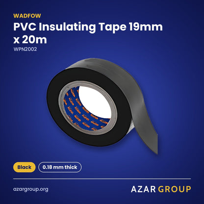 WADFOW WPN2002 PVC Insulating Tape 19mm x 20m – Black, 0.18 mm thick