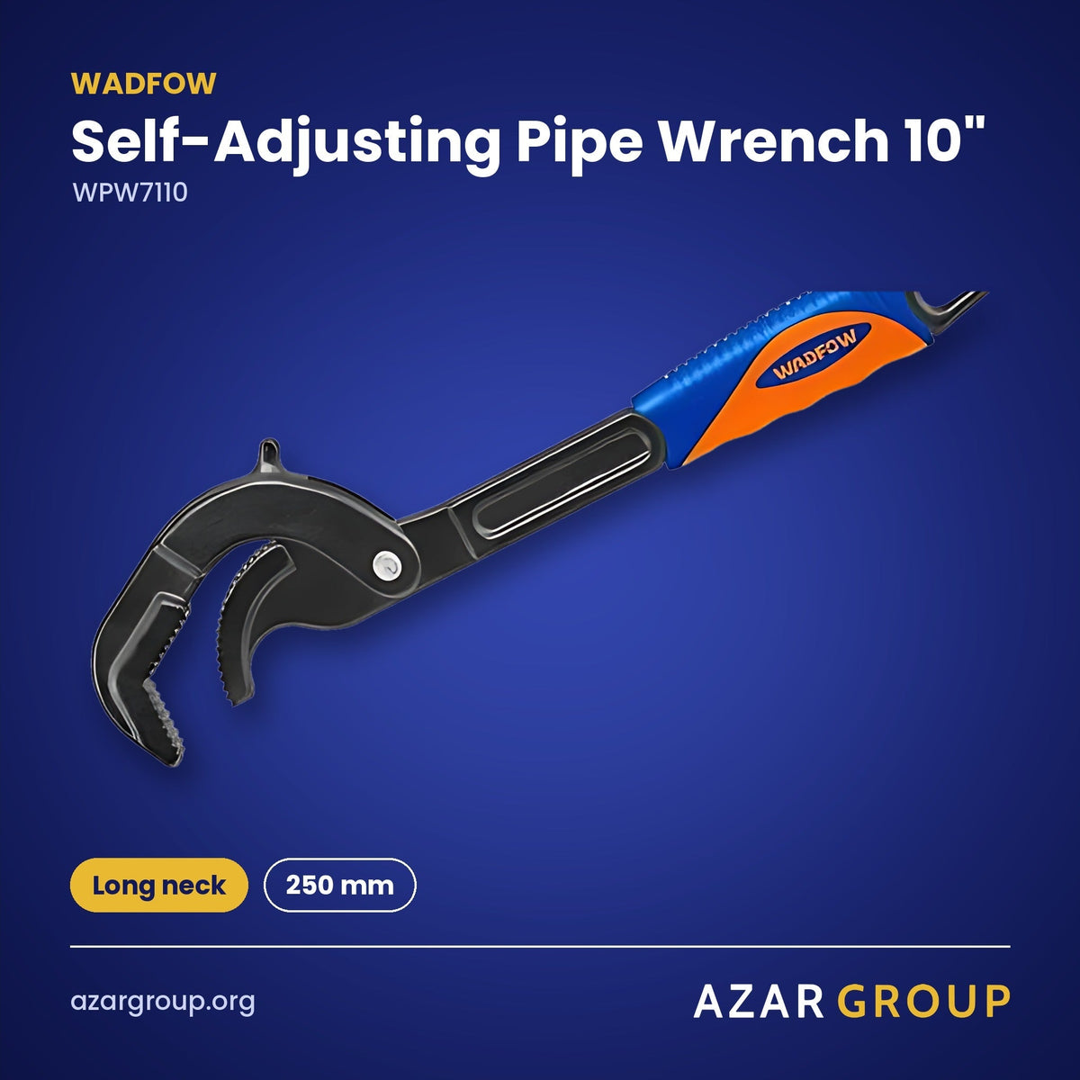 WADFOW WPW7110 Self-Adjusting Pipe Wrench 10" – Long neck, 250 mm