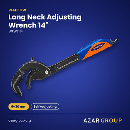WADFOW WPW7114 Long Neck Adjusting Wrench 14" – 6–30 mm, Self-adjusting