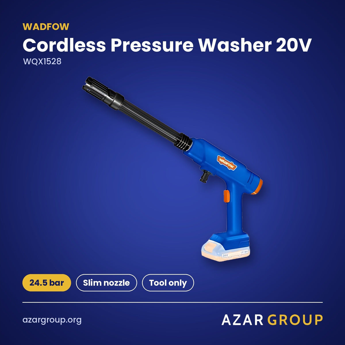 WADFOW WQX1528 Cordless Pressure Washer 20V – 24.5 bar, Slim nozzle, Tool only