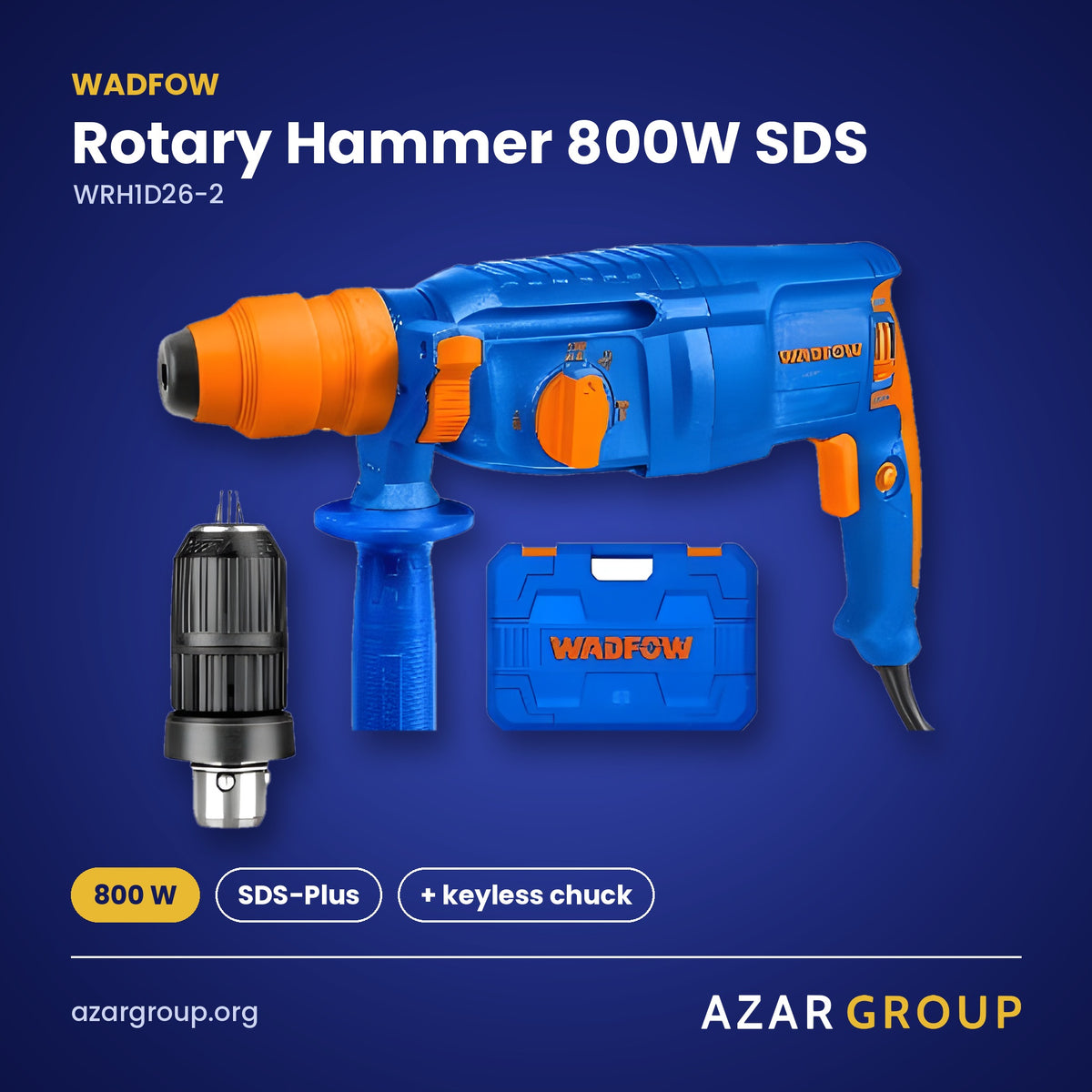 WADFOW WRH1D26-2 Rotary Hammer 800W SDS – 800 W, SDS-Plus, + keyless chuck