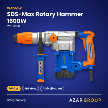 WADFOW WRH3D38 SDS-Max Rotary Hammer 1600W – 1600 W, SDS-Max, Anti-vibration