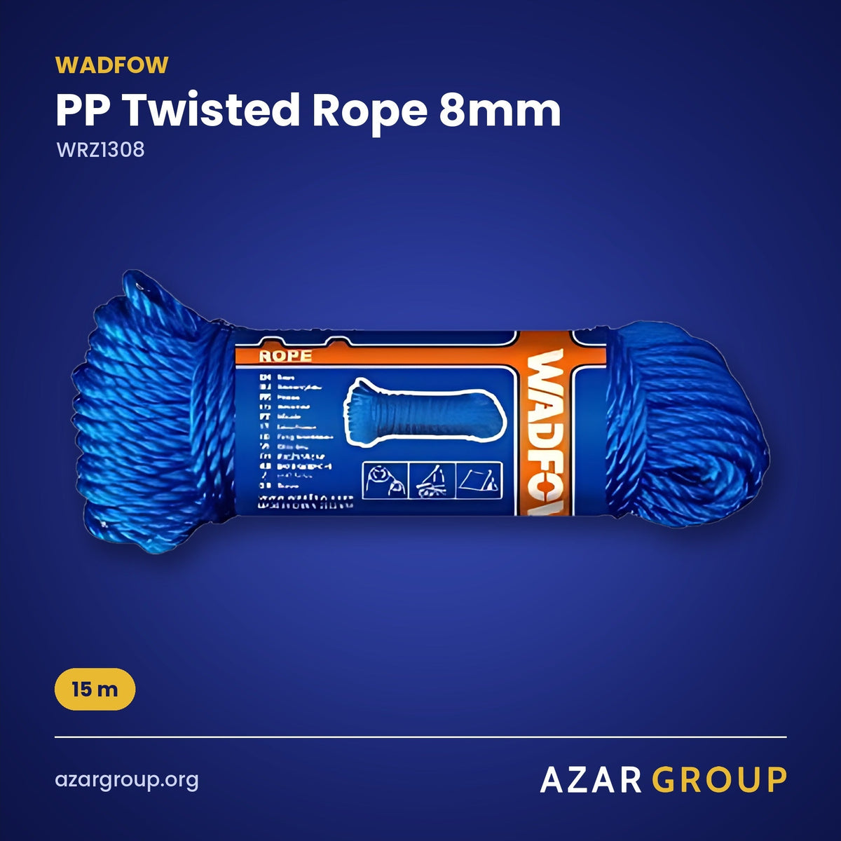 WADFOW WRZ1308 PP Twisted Rope 8mm – 15 m
