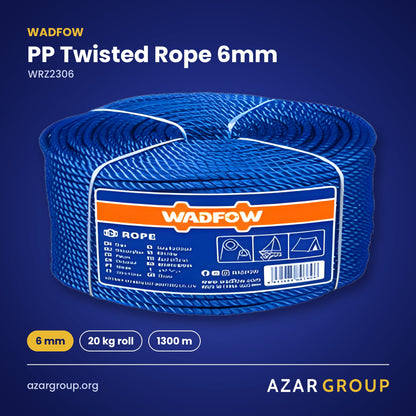 WADFOW WRZ2306 PP Twisted Rope 6mm – 6 mm, 20 kg roll, 1300 m