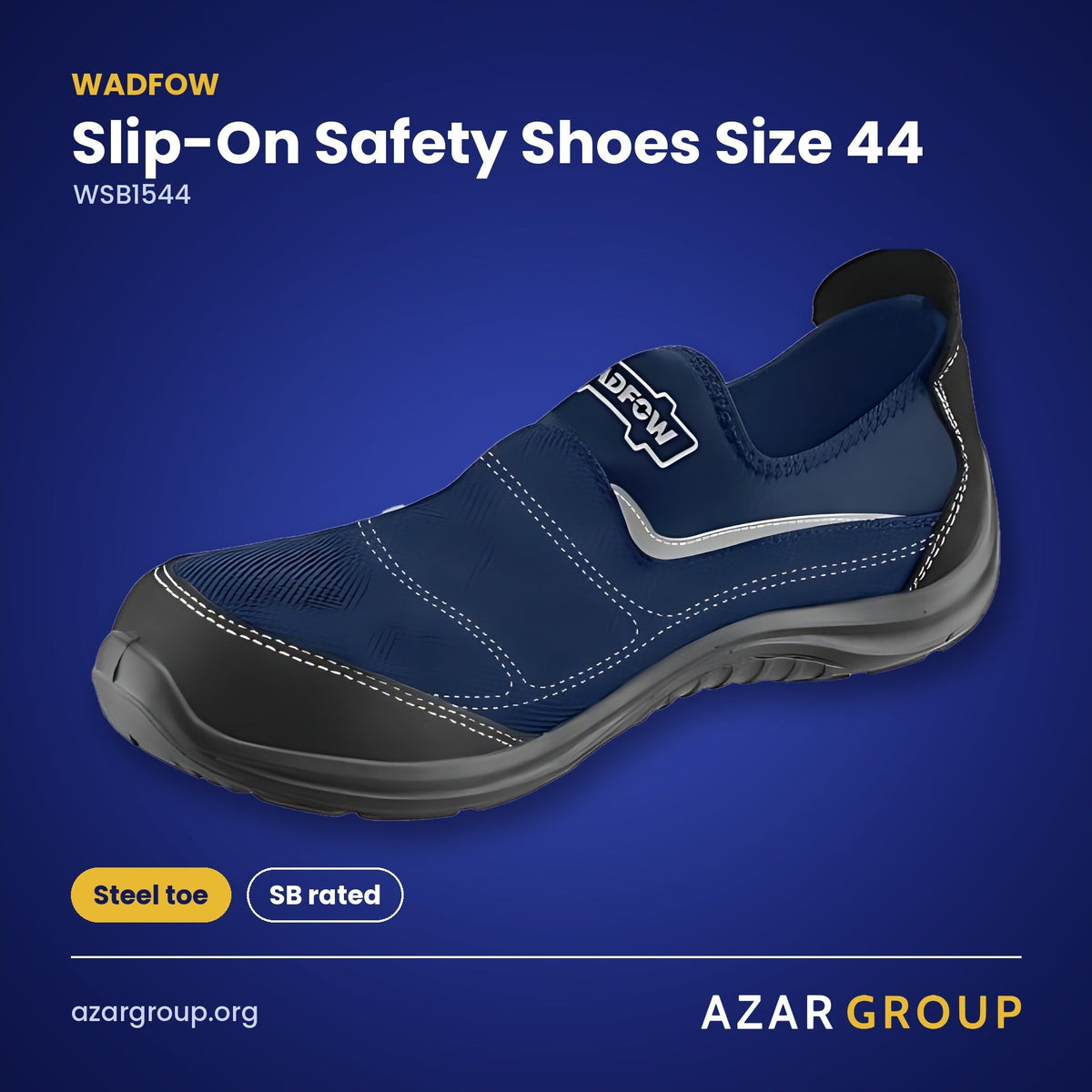 WADFOW WSB1544 Slip-On Safety Shoes Size 44 – Steel toe, SB rated