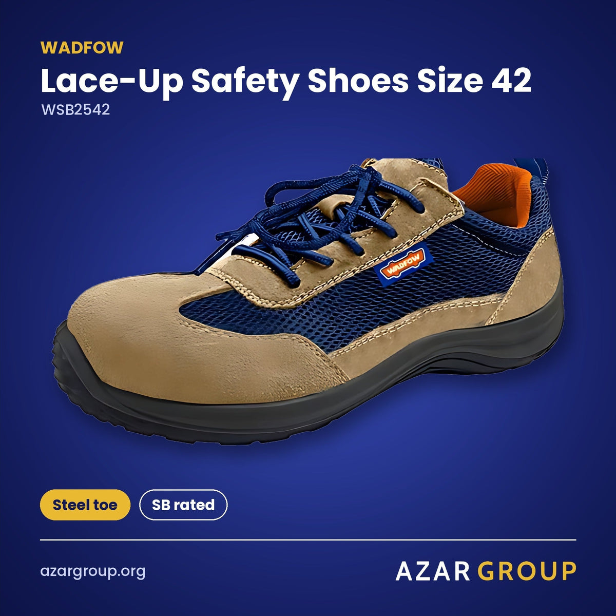 WADFOW WSB2542 Lace-Up Safety Shoes Size 42 – Steel toe, SB rated