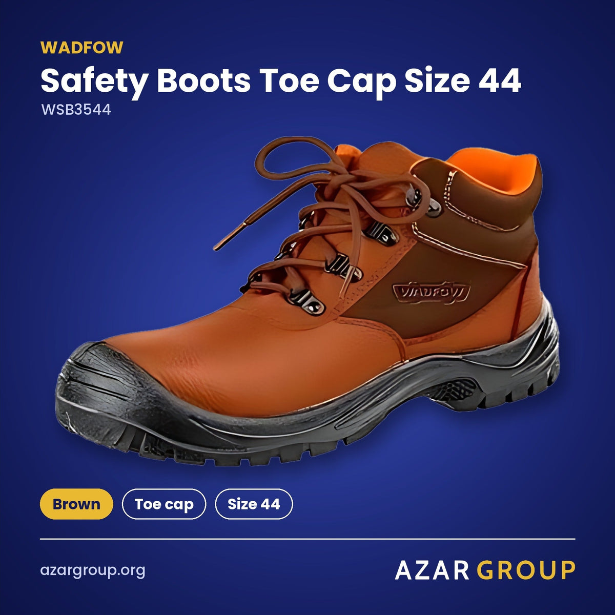 WADFOW WSB3544 Safety Boots Toe Cap Size 44 – Brown, Toe cap, Size 44