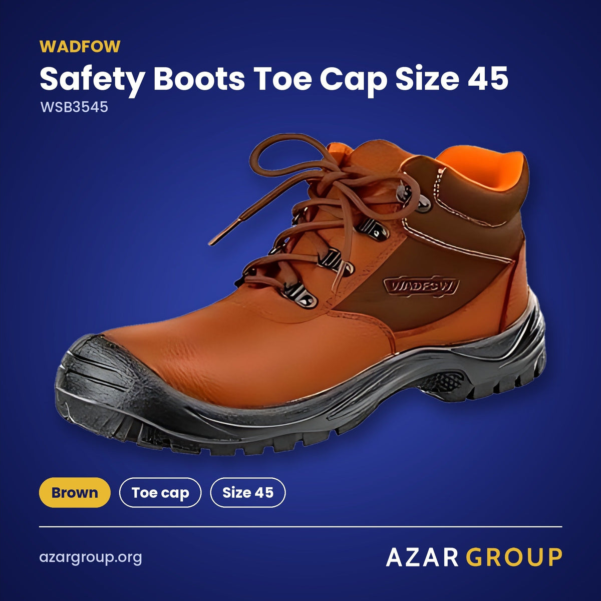 WADFOW WSB3545 Safety Boots Toe Cap Size 45 – Brown, Toe cap, Size 45