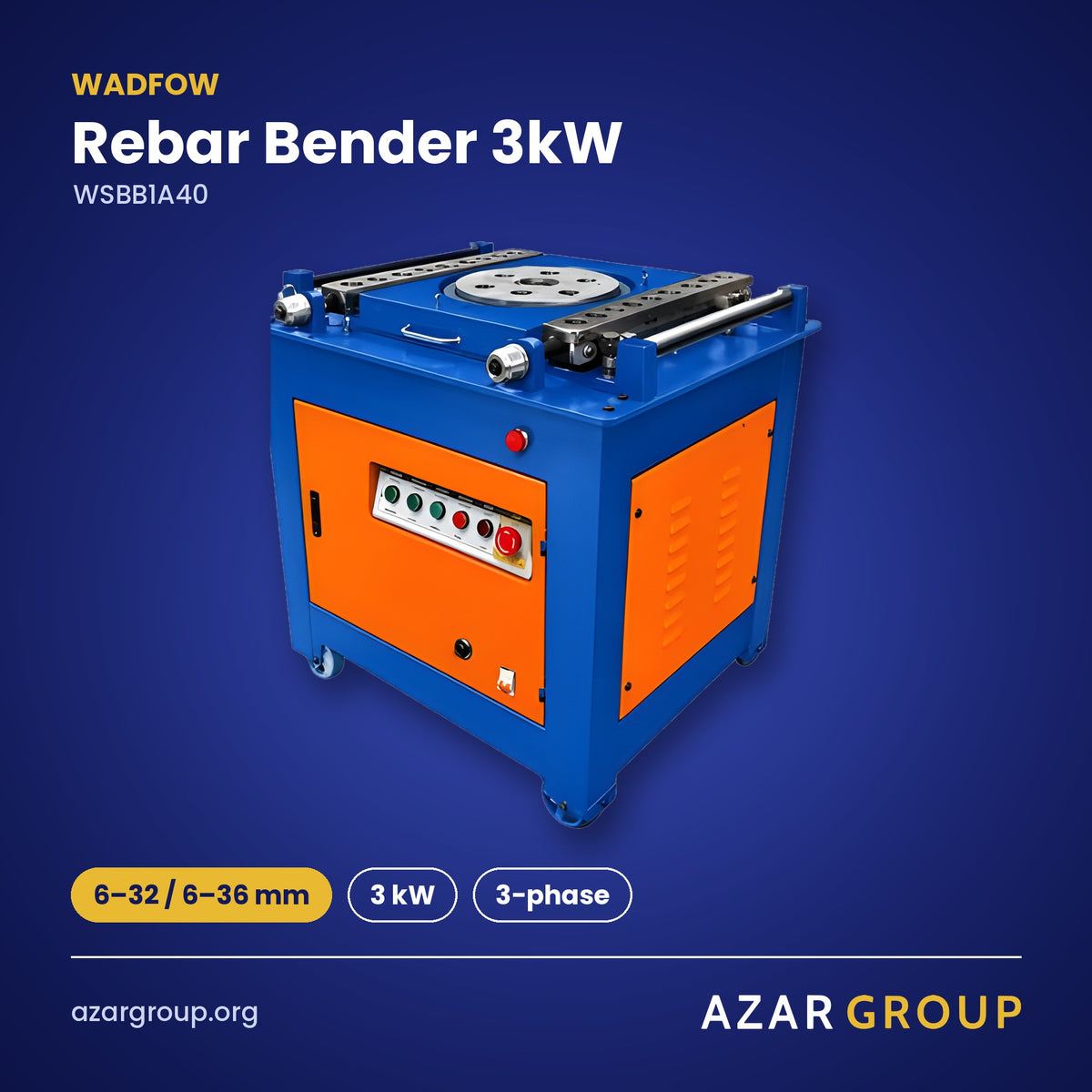 WADFOW WSBB1A40 Rebar Bender 3kW – 6–32 / 6–36 mm, 3 kW, 3-phase