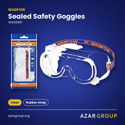 WADFOW WSG2801 Sealed Safety Goggles – Clear, Rubber strap