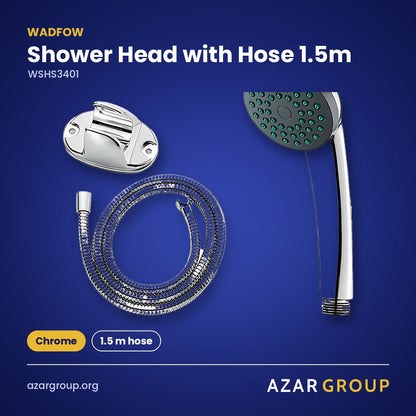WADFOW WSHS3401 Shower Head with Hose 1.5m – Chrome, 1.5 m hose