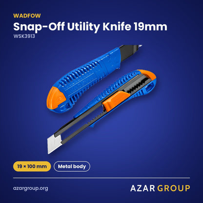 WADFOW WSK3913 Snap-Off Utility Knife 19mm – 19 × 100 mm, Metal body