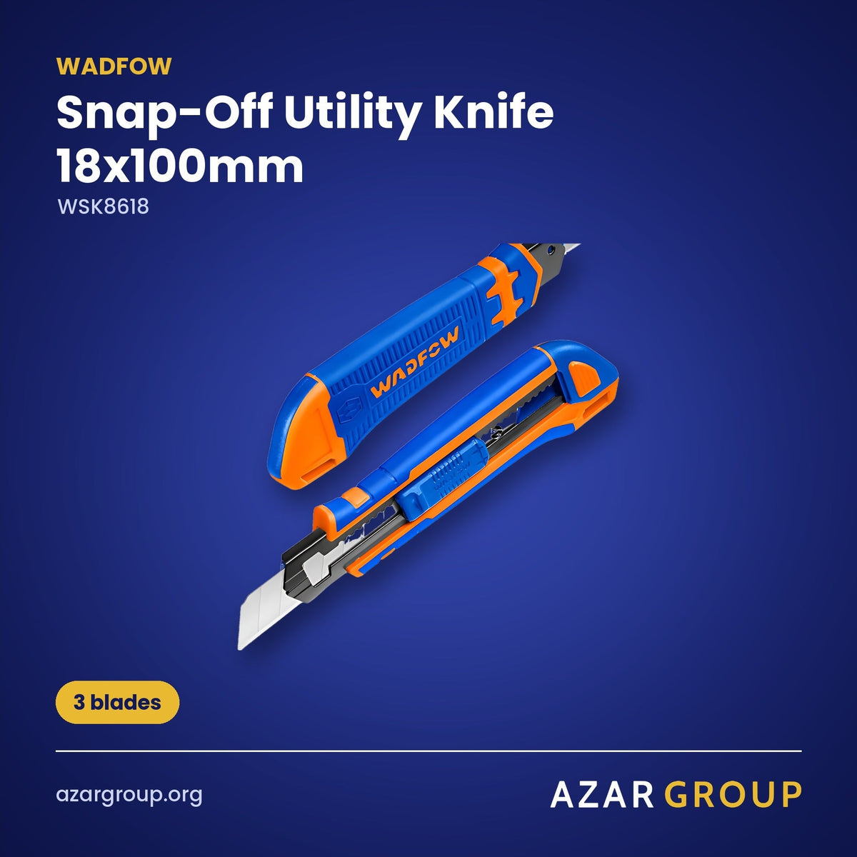 WADFOW WSK8618 Snap-Off Utility Knife 18x100mm – 3 blades