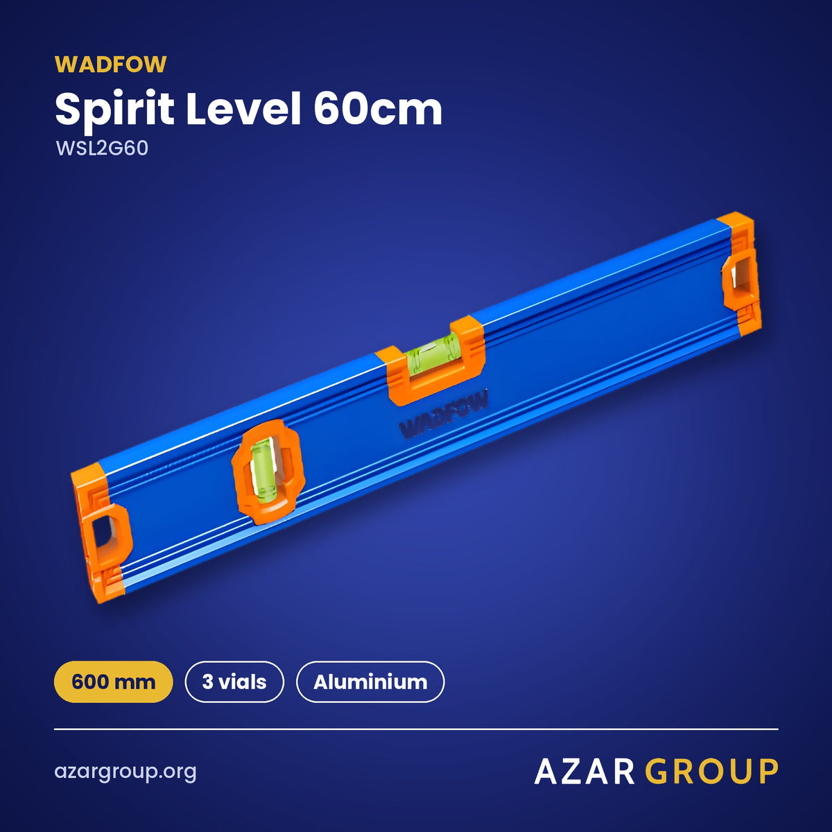 WADFOW WSL2G60 Spirit Level 60cm – 600 mm, 3 vials, Aluminium