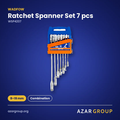 WADFOW WSP4207 Ratchet Spanner Set 7 pcs – 8–19 mm, Combination