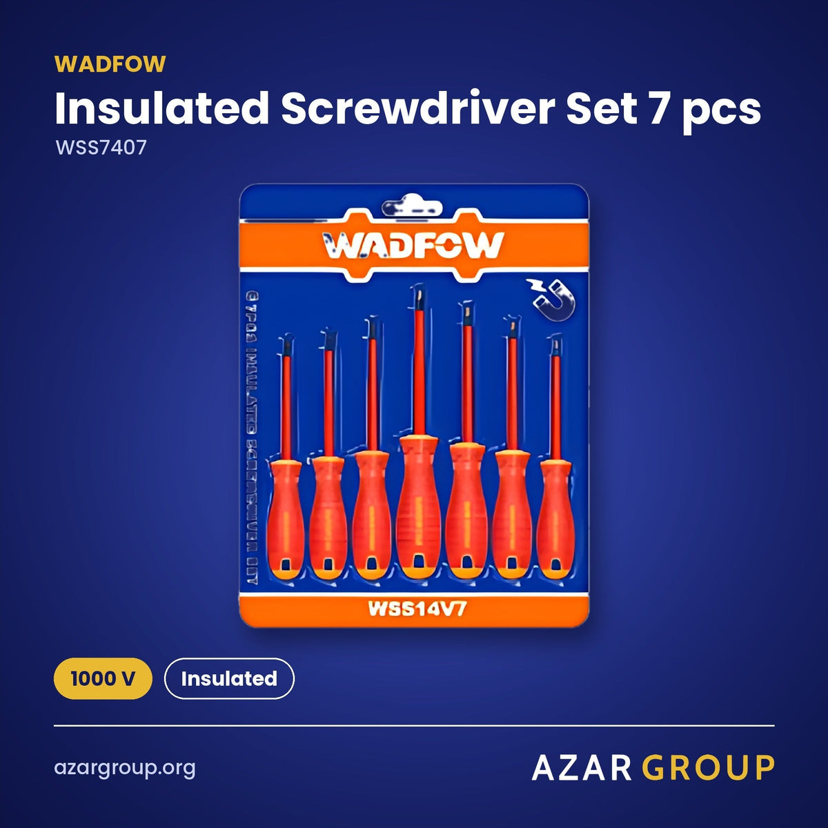 WADFOW WSS7407 Insulated Screwdriver Set 7 pcs – 1000 V, Insulated