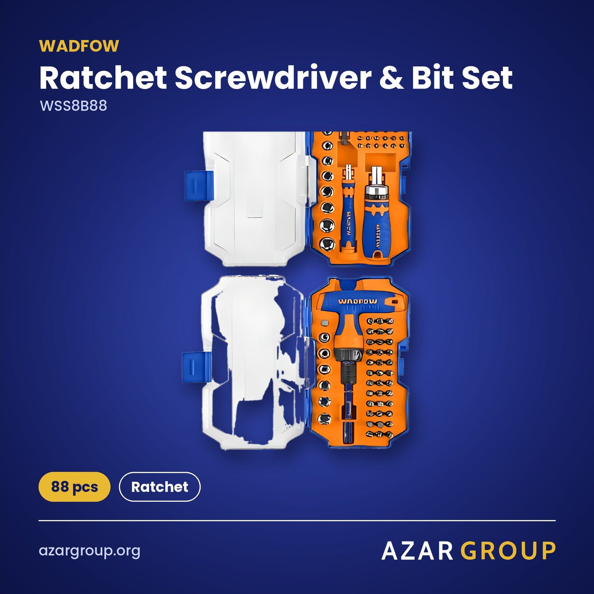 WADFOW WSS8B88 Ratchet Screwdriver & Bit Set – 88 pcs, Ratchet