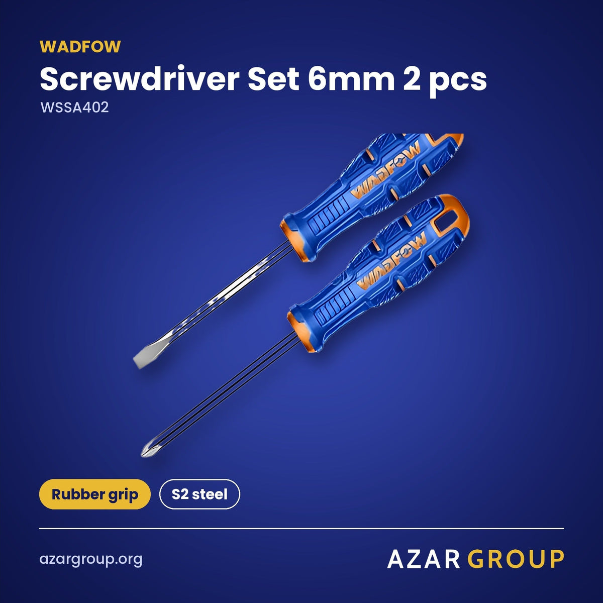 WADFOW WSSA402 Screwdriver Set 6mm 2 pcs – Rubber grip, S2 steel