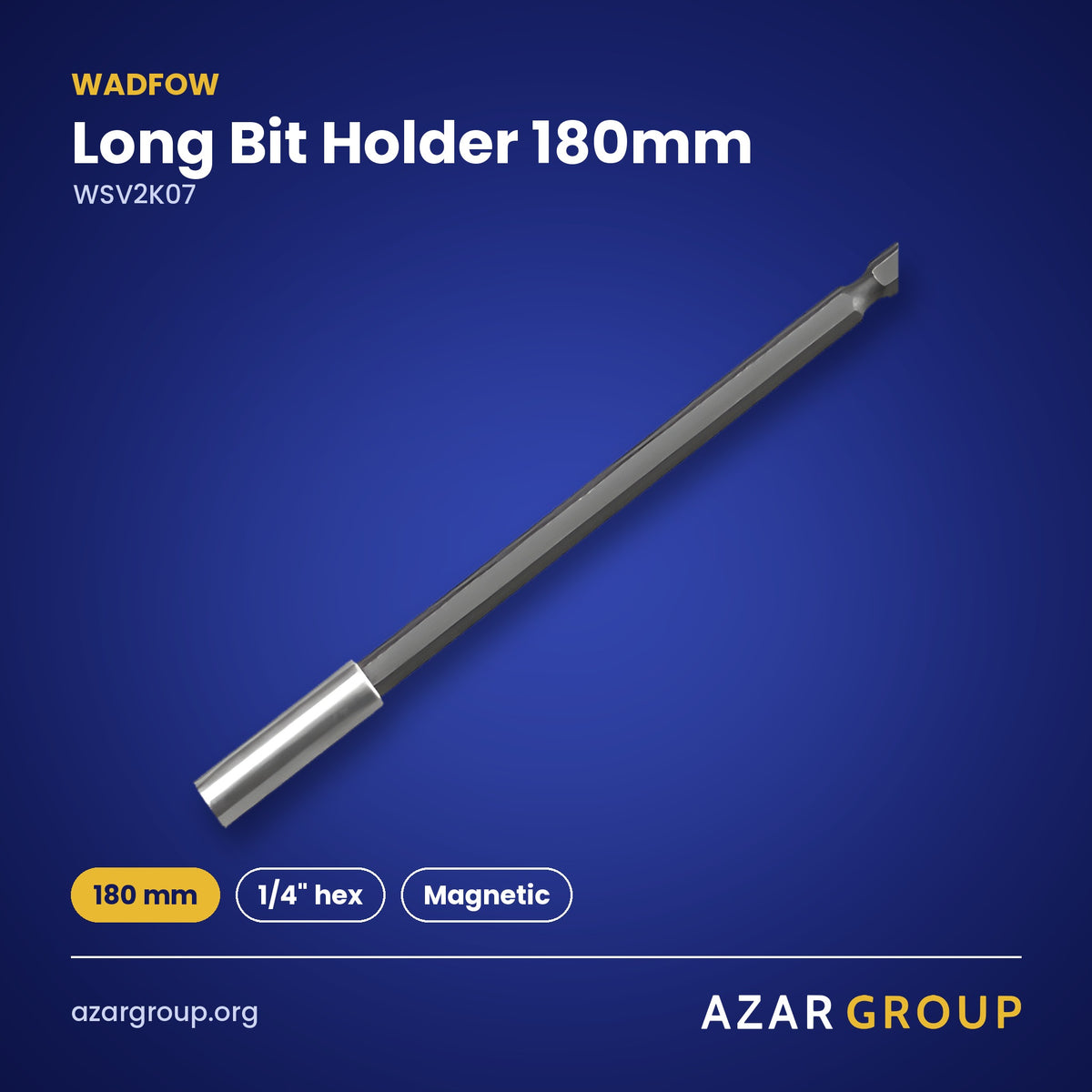 WADFOW WSV2K07 Long Bit Holder 180mm – 180 mm, 1/4" hex, Magnetic
