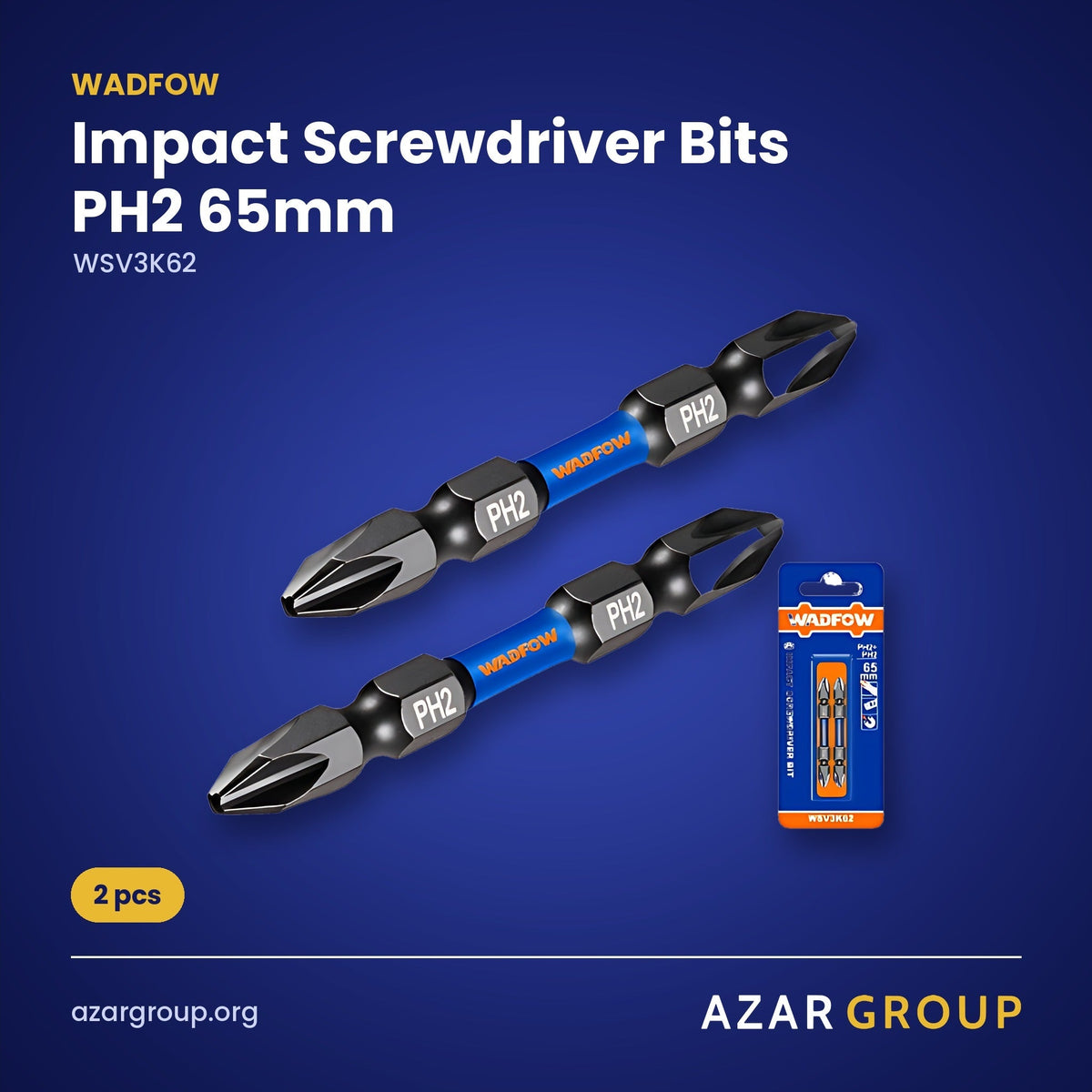 WADFOW WSV3K62 Impact Screwdriver Bits PH2 65mm – 2 pcs