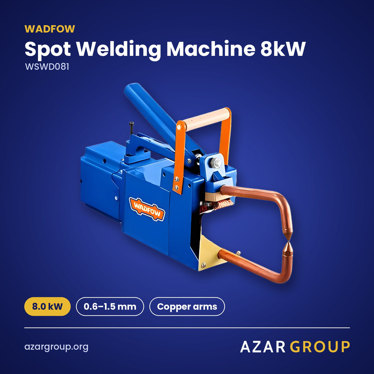 WADFOW WSWD081 Spot Welding Machine 8kW – 8.0 kW, 0.6–1.5 mm, Copper arms