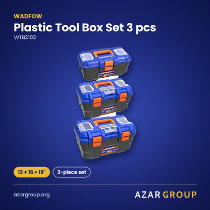 WADFOW WTB2103 Plastic Tool Box Set 3 pcs – 13 + 16 + 19", 3-piece set