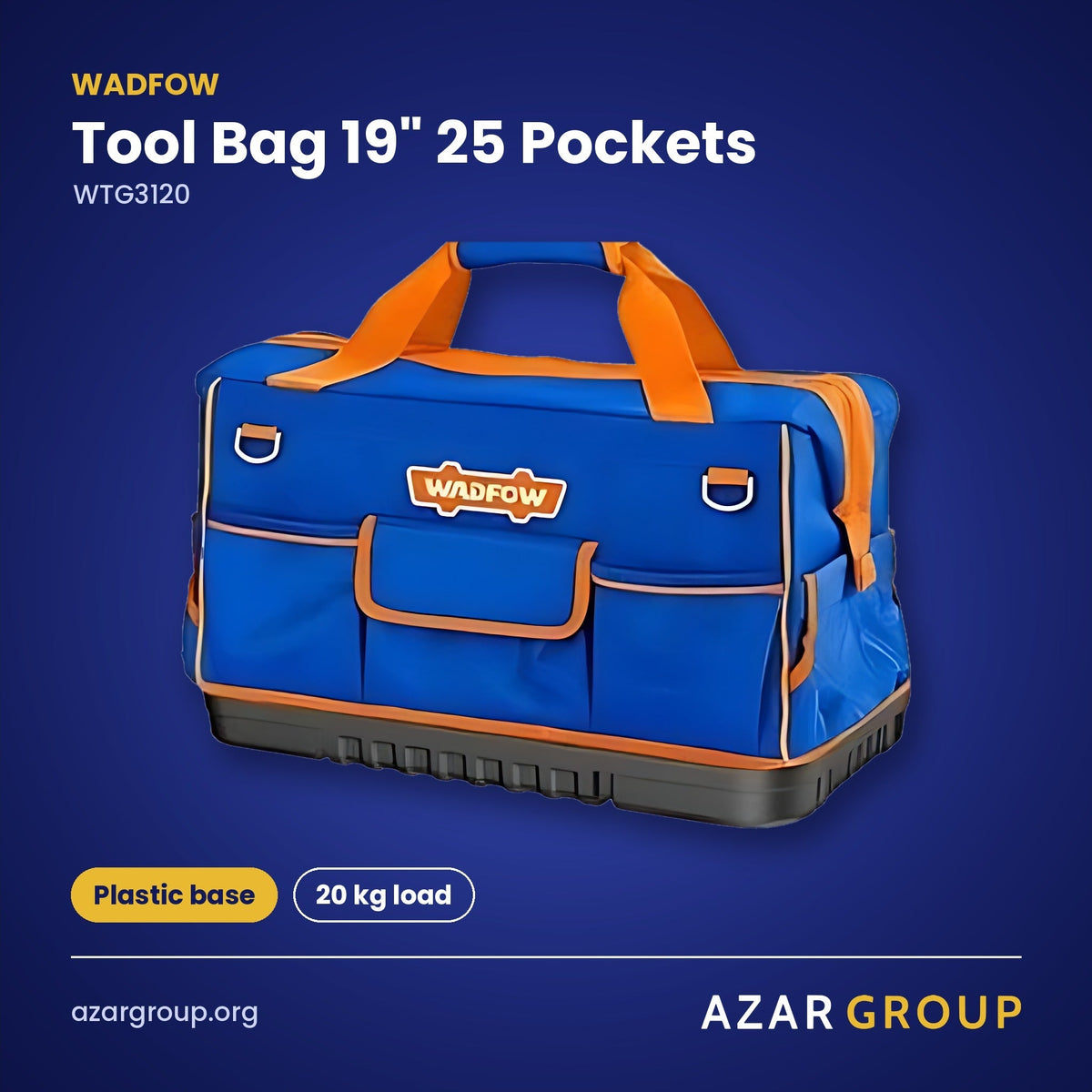 WADFOW WTG3120 Tool Bag 19" 25 Pockets – Plastic base, 20 kg load