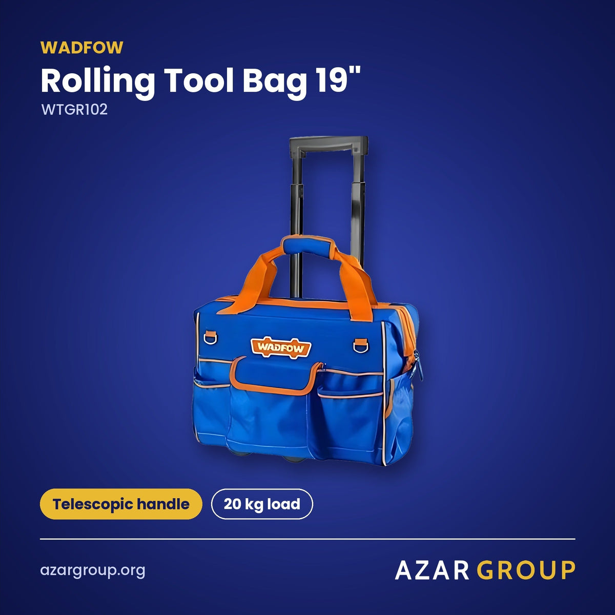 WADFOW WTGR102 Rolling Tool Bag 19" – Telescopic handle, 20 kg load