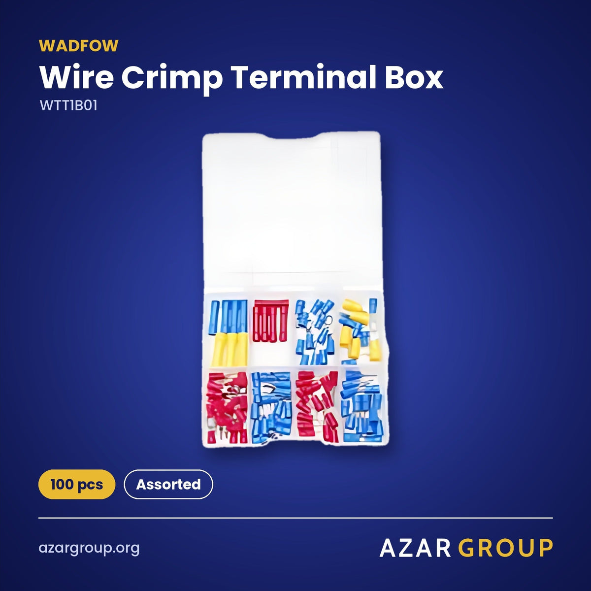 WADFOW WTT1B01 Wire Crimp Terminal Box – 100 pcs, Assorted