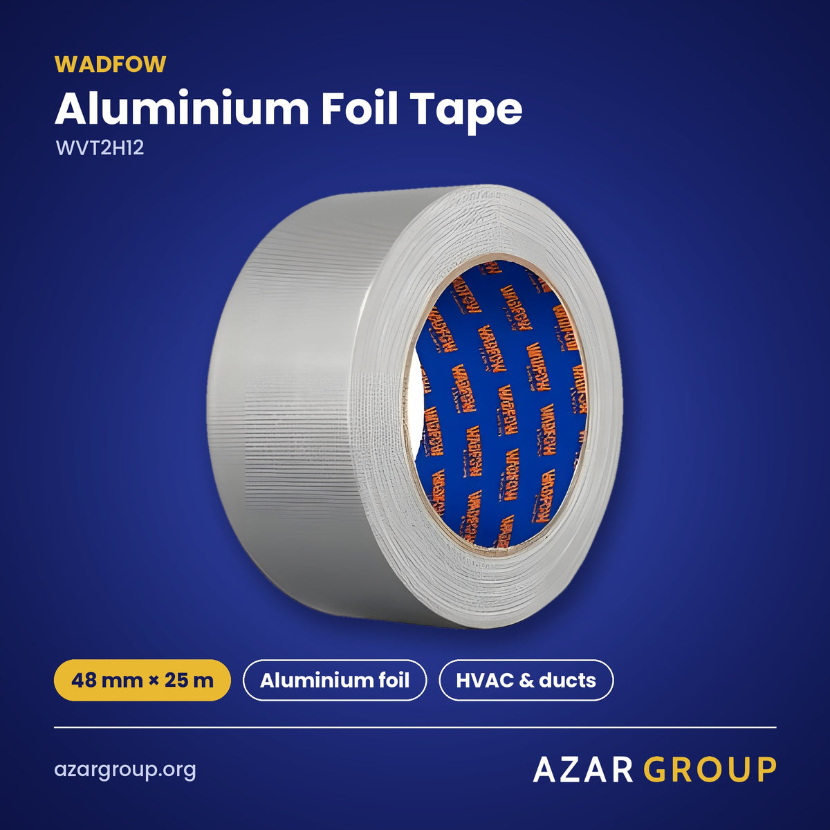 WADFOW WVT2H12 Aluminium Foil Tape – 48 mm × 25 m, Aluminium foil, HVAC & ducts