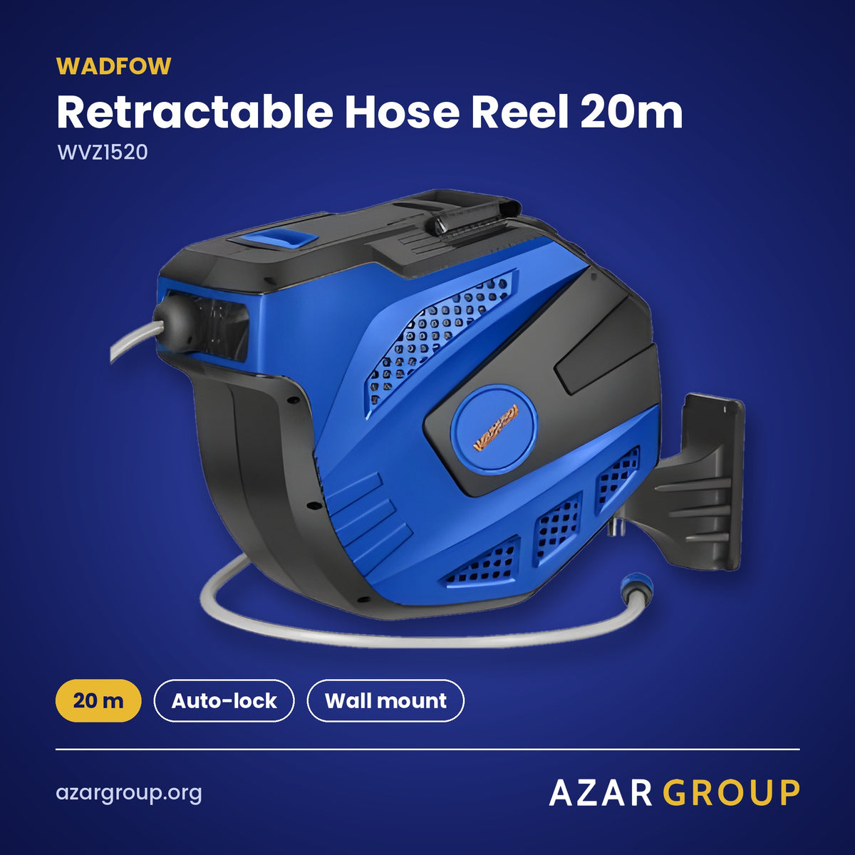 WADFOW WVZ1520 Retractable Hose Reel 20m – 20 m, Auto-lock, Wall mount