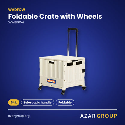 WADFOW WWB8054 Foldable Crate with Wheels – 54 L, Telescopic handle, Foldable