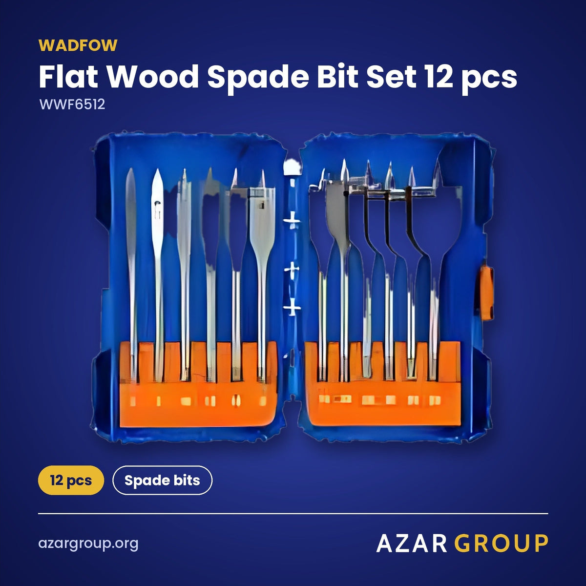 WADFOW WWF6512 Flat Wood Spade Bit Set 12 pcs – 12 pcs, Spade bits