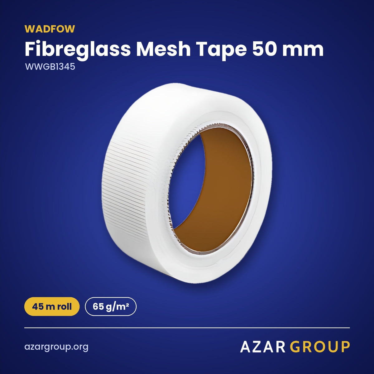WADFOW WWGB1345 Fibreglass Mesh Tape 50 mm – 45 m roll, 65 g/m²