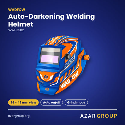 WADFOW WWH3502 Auto-Darkening Welding Helmet – 93 × 43 mm view, Auto on/off, Grind mode