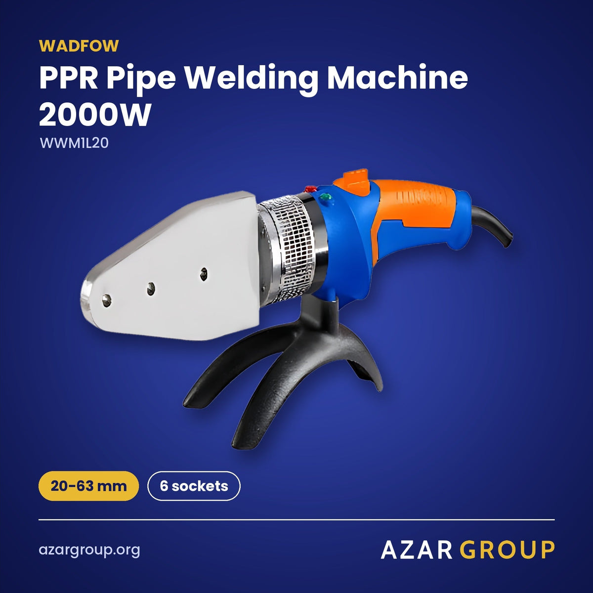 WADFOW WWM1L20 PPR Pipe Welding Machine 2000W – 20-63 mm, 6 sockets