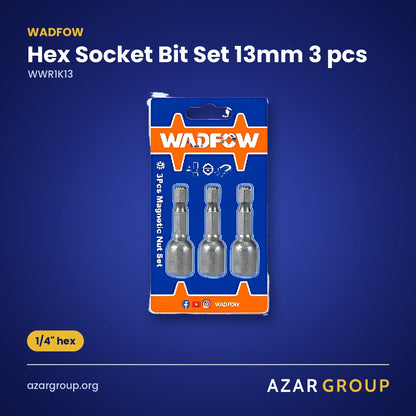 WADFOW WWR1K13 Hex Socket Bit Set 13mm 3 pcs – 1/4" hex