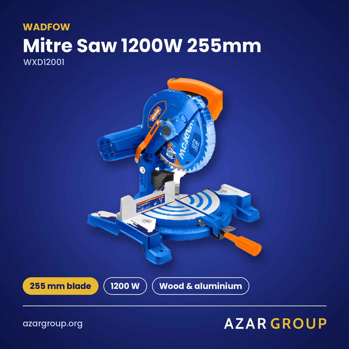 WADFOW WXD12001 Mitre Saw 1200W 255mm – 255 mm blade, 1200 W, Wood & aluminium