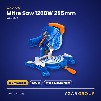 WADFOW WXD12001 Mitre Saw 1200W 255mm – 255 mm blade, 1200 W, Wood & aluminium