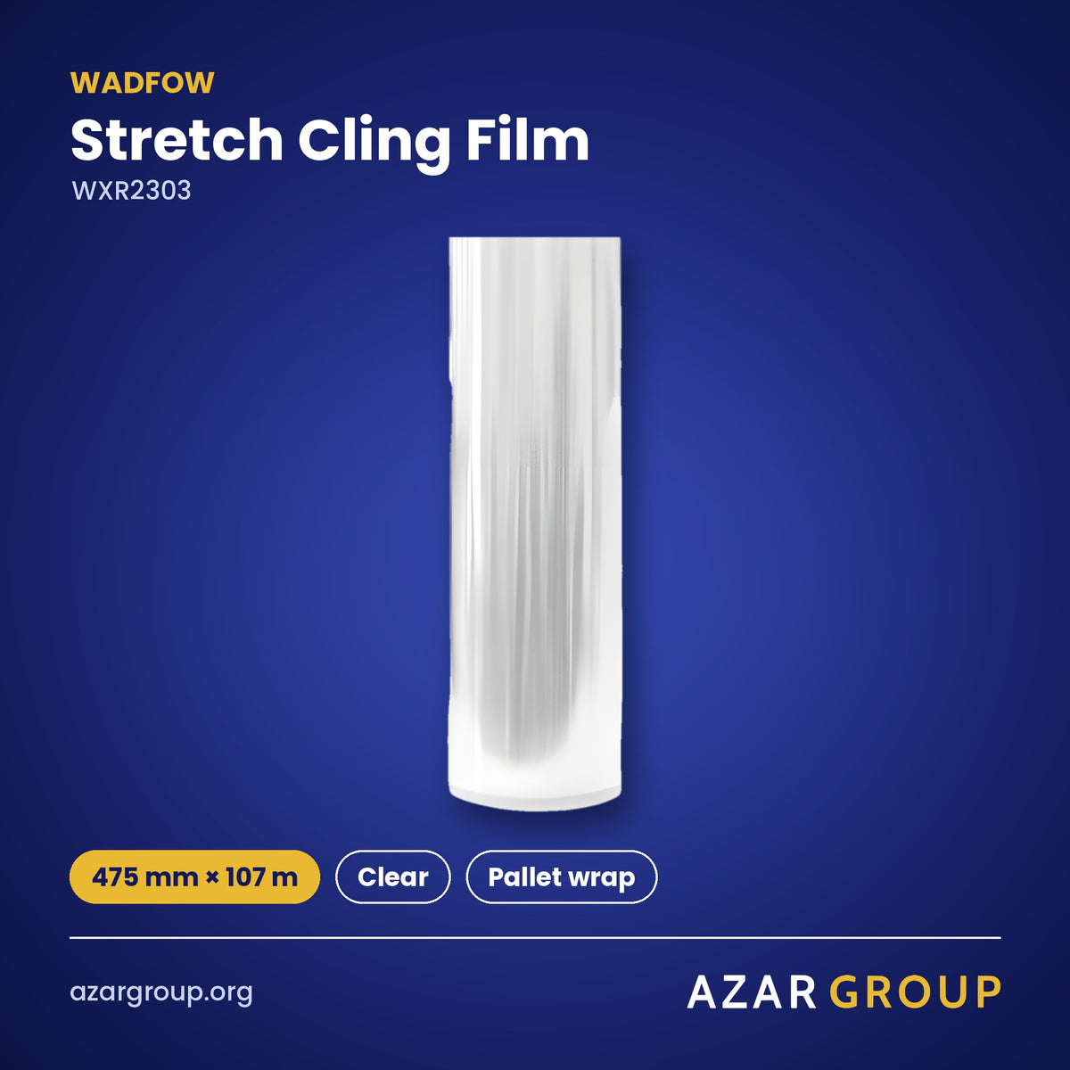 WADFOW WXR2303 Stretch Cling Film – 475 mm × 107 m, Clear, Pallet wrap