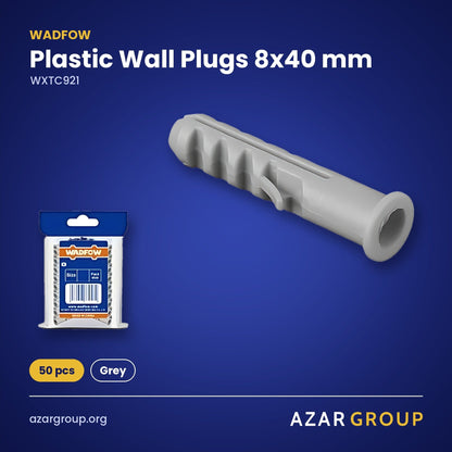 WADFOW WXTC921 Plastic Wall Plugs 8x40 mm – 50 pcs, Grey
