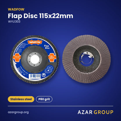 WADFOW WYL1303 Flap Disc 115x22mm – Stainless steel, P80 grit