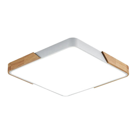 White + Wood Macaron LED 100W Square 50x50 Ceiling Light 4000K - Aura Lighting - Azar Group
