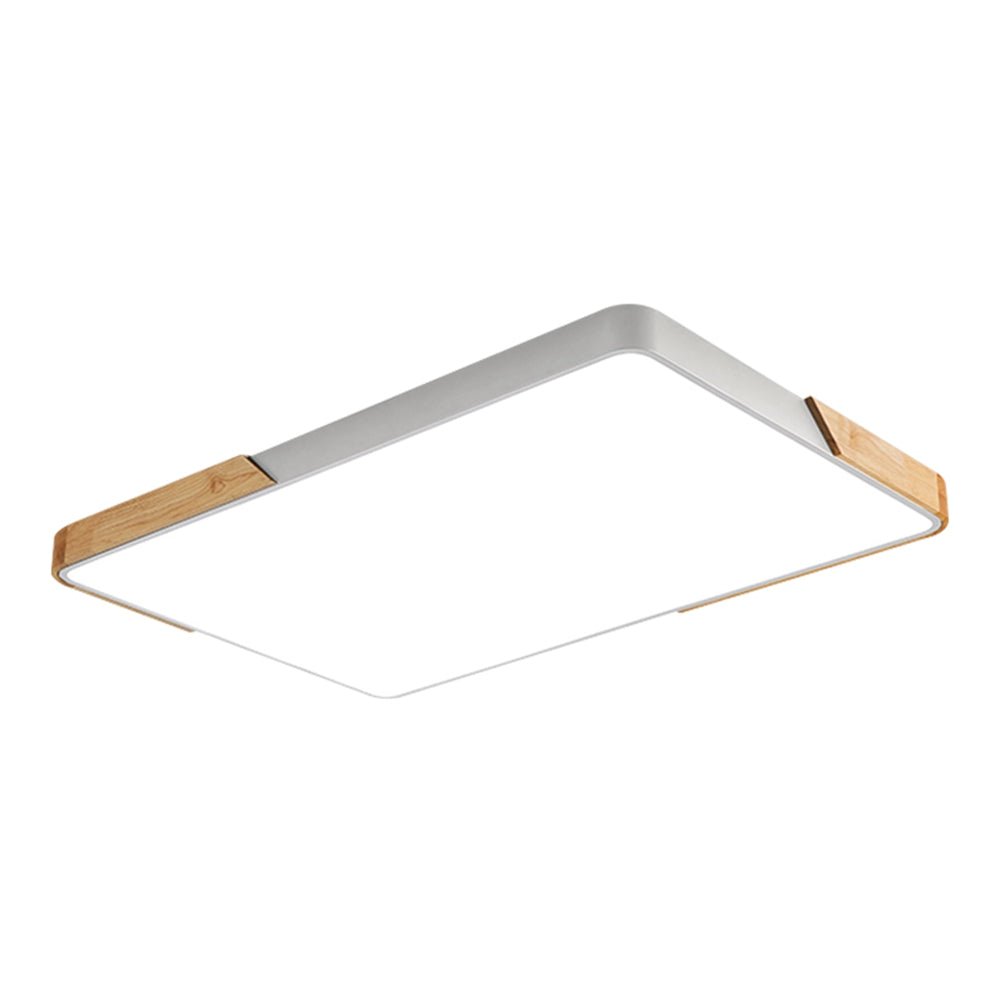 White + Wood Macaron LED 190W Rectangle 120x60 Ceiling Light 4000K - Aura Lighting - Azar Group