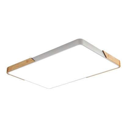 White + Wood Macaron LED 190W Rectangle 120x60 Ceiling Light 4000K - Aura Lighting - Azar Group
