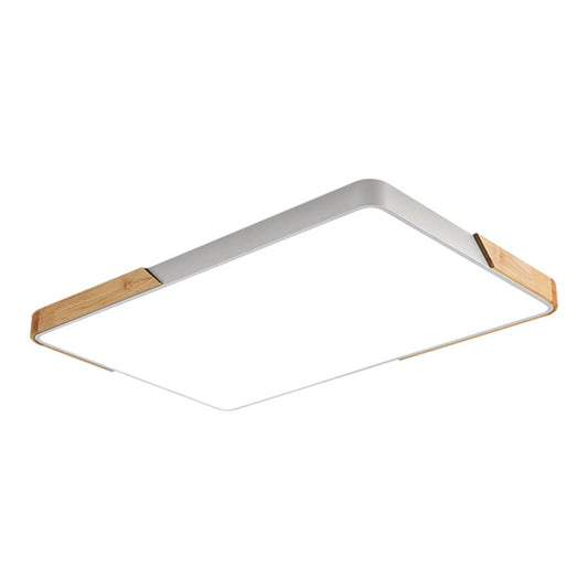 White + Wood Macaron LED 190W Rectangle 120x60 Ceiling Light 4000K - Aura Lighting - Azar Group