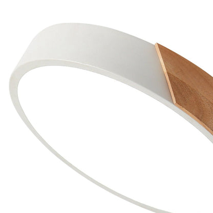 White + Wood Macaron LED 50CM 100W Ceiling Light 4000K - Aura Lighting - Azar Group