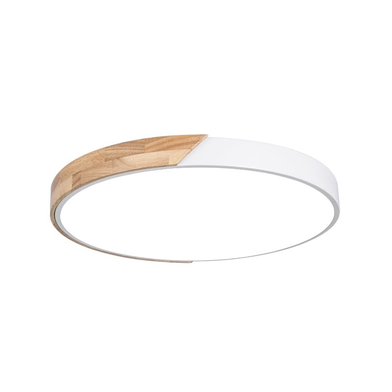 White + Wood Macaron LED 50CM 100W Ceiling Light 4000K - Aura Lighting - Azar Group