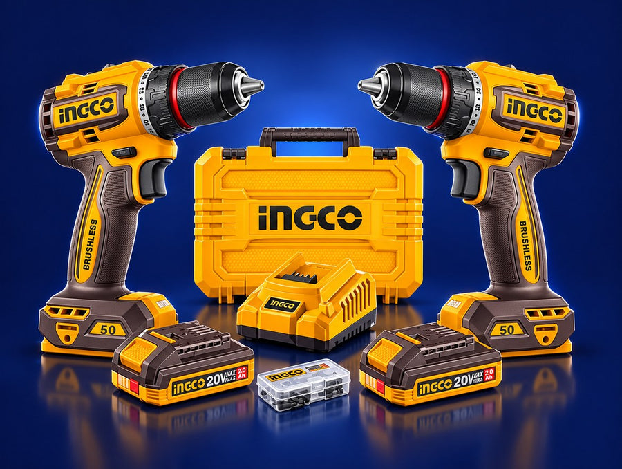 INGCO Cordless Drill 20V Brushless 50Nm 2Batt 2Ah+Char CDLI205062 | مقدح بطارية صناعي 50 ن.م