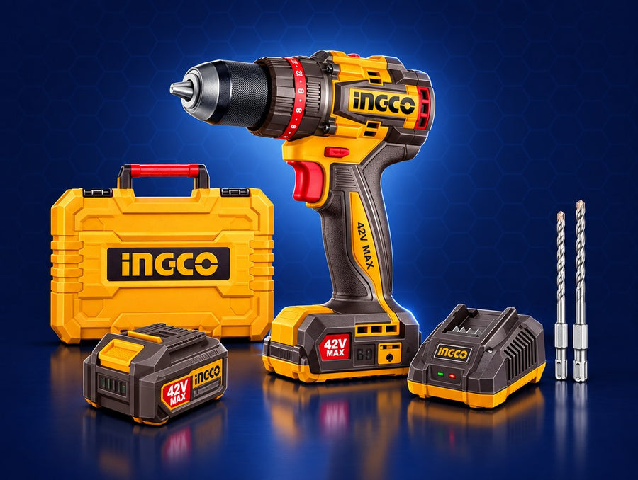 INGCO Cordless Impact Drill 42V Brushless 69Nm 1Batt 2Ah+Char CIDLI426981 | مقدح بطارية صناعي رجراج 69 ن.م